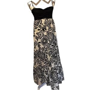 King Kong Black White Sundress Maxi Layers Italy Cotton Adjustable Straps Lace M